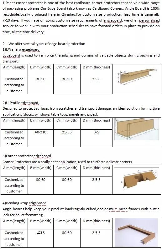 Jahoopak Colored Packing Protector Paper L Profile Cardboard Protector