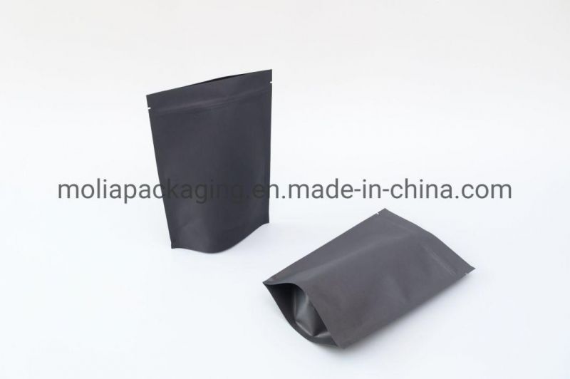 Black Kraft Paper 4mil Reclosable Mylar Foil Ziplock Bags Stand up Food Pouches Bags Bulk Food Storage Mylar Bags