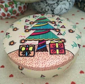 Christmas Tree in Tinplate Box with Oil Painting Style