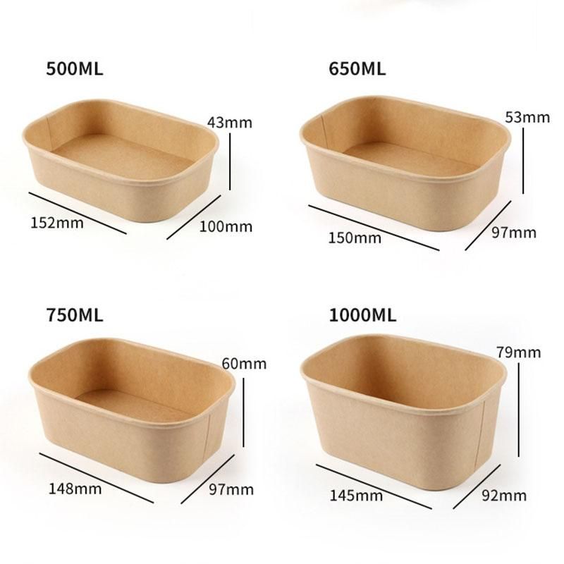 Disposable Rectangle Tableware Take Away Salad Paper Bowl