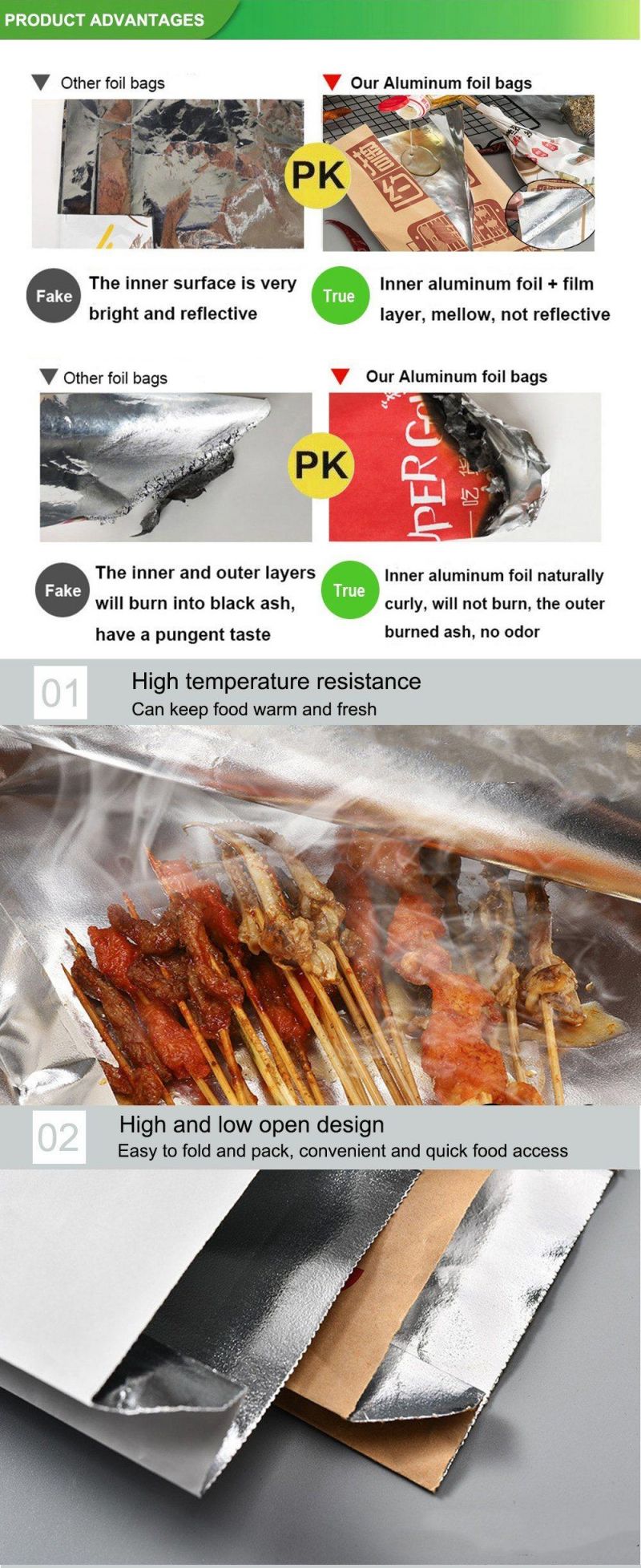 Aluminum Foil Packaging Friedchickendkebab Bag