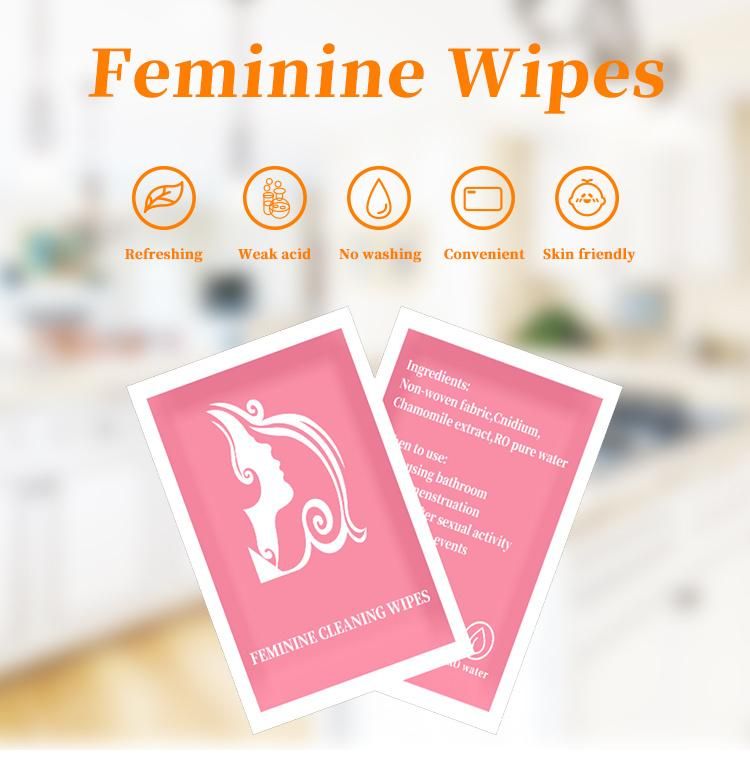 100% Biodegradable Non-Woven with Health and Safety Feminine Wipes