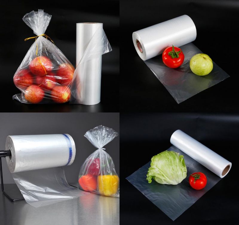 Polythene Flat Clear Storage Plastic Fresh Fruit Packaging Plain Food Saver Roll Bag for Supermarket Using