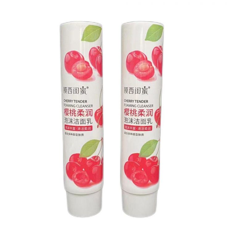 PE Cosmtiques White Cleanser Tube Soft Pump Bamboo Top Hand Cream Natural 100ml Plastic Squeeze Tubes