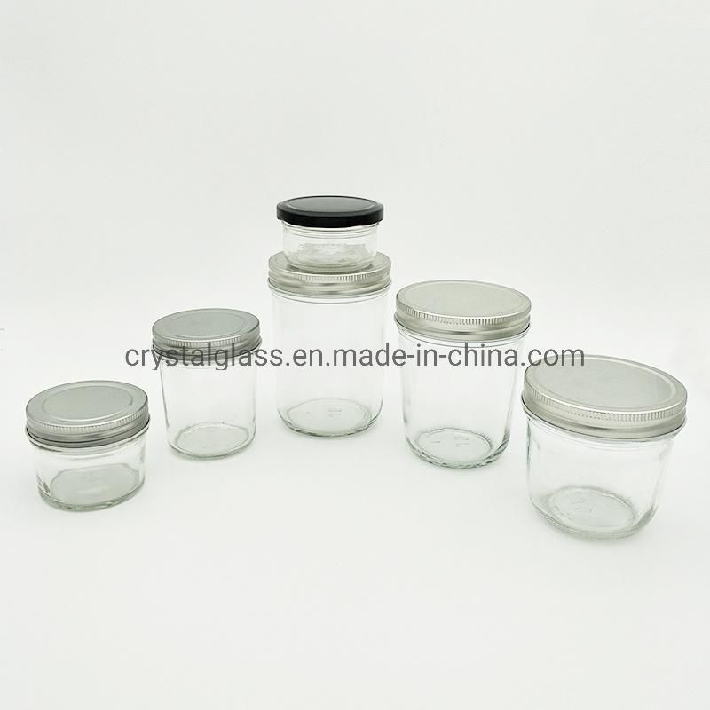 Wide Mouth Glass Mason Jar Honey Jam Salad Glass Jar 250ml 300ml 400ml 500ml