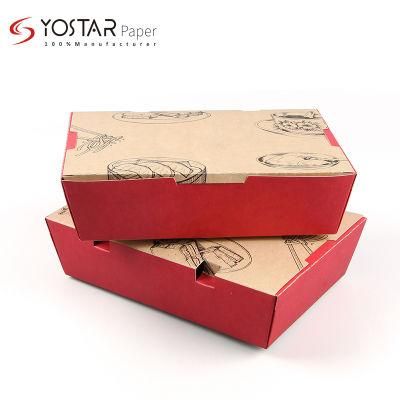Custom Disposable Tableware Paper Food Lunch Takeaway Rectangle Packaging Box with Logo