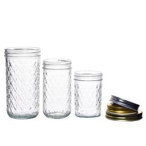 Factory Made Empty Clear Round Compact Glass Jars for Food Storage with Metal Lids