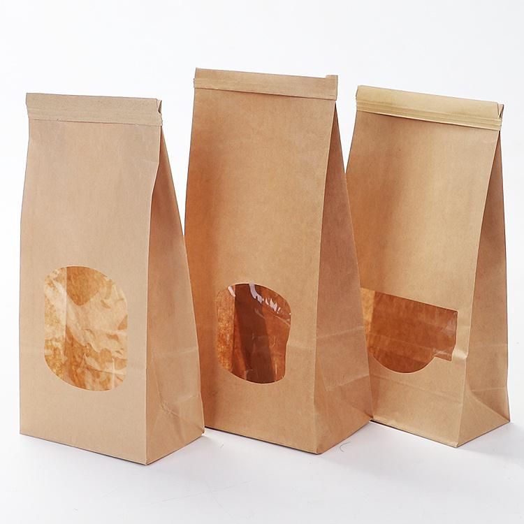 Wholesale Price Bread Kraft Tin Tie Paper Bag with Window