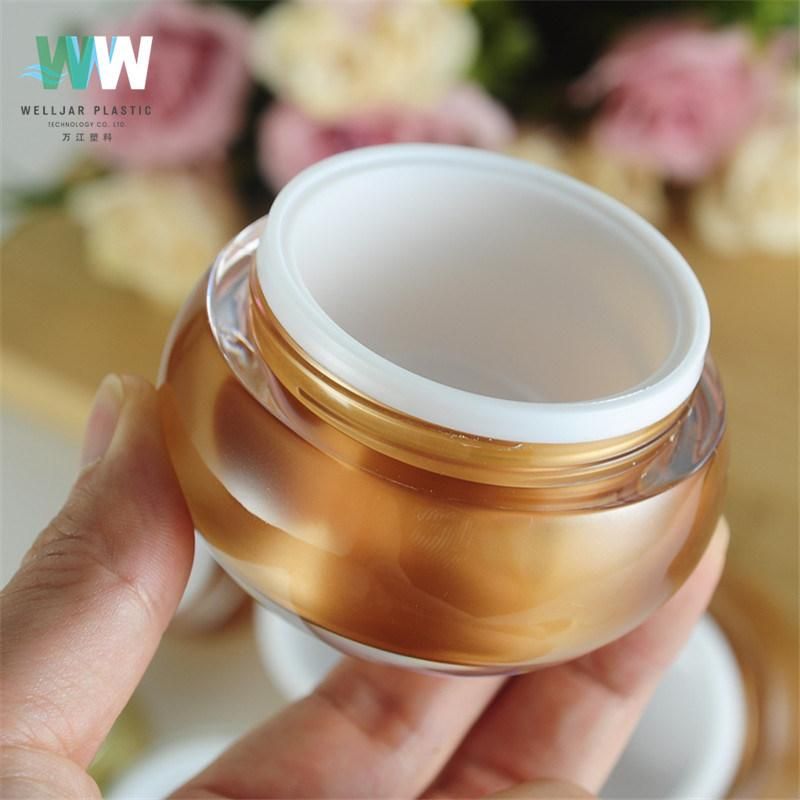 10ml Acrylic Milk Mask Cream Jar with Gold Carved Craft