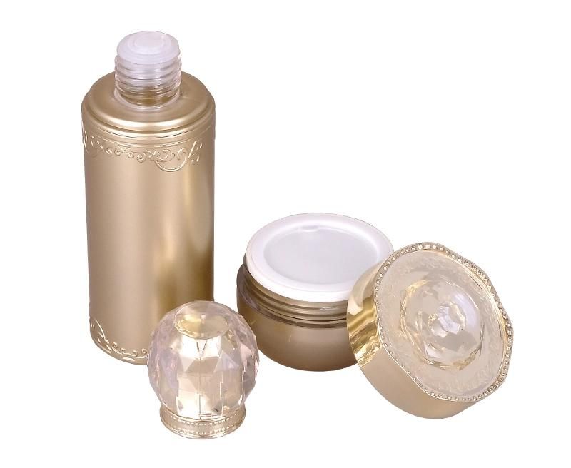 10g 15g 50g 120ml 130ml New Design Gold Acrylic High-End Plastic Jar and Bottle Set Cosmetic Packaging for Skin Care