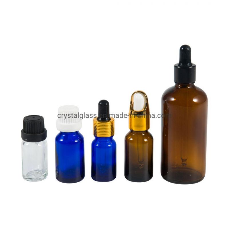 15ml 20ml 30ml Cobalt Blue Glass Essential Oil Bottle with Plastic Sprayer