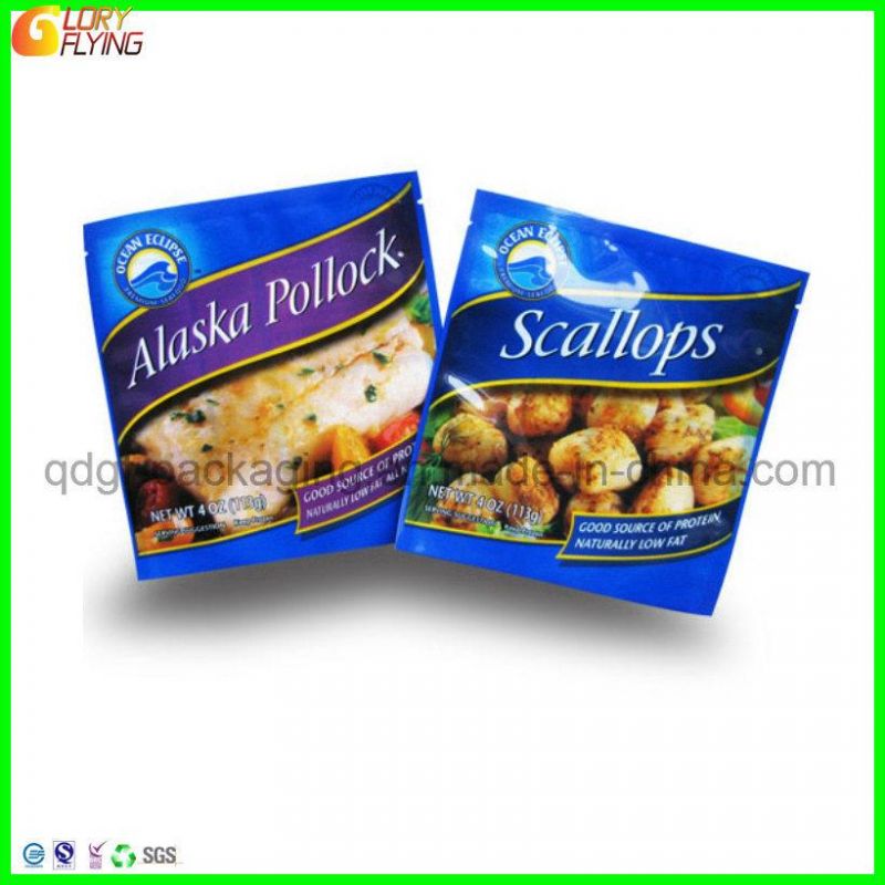 Food Bag for Packing Scallops and Pollock with Tear Notch.