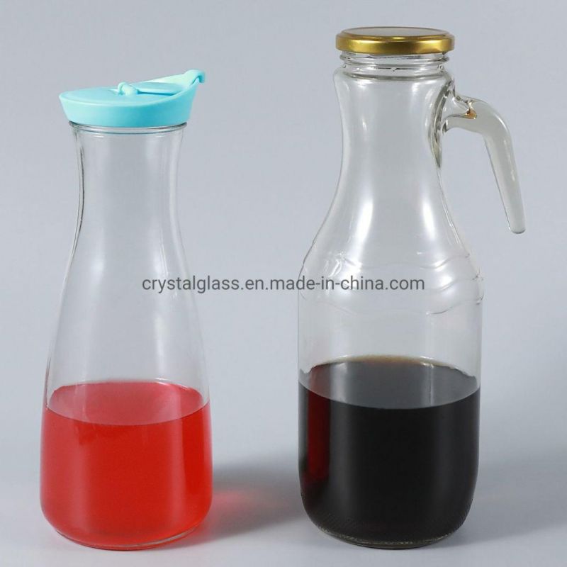 1 Liter Sealed Brazil Glass Cold Kettle Drink Fruit Juice Fresh Milk Bottle with Silicone Lid