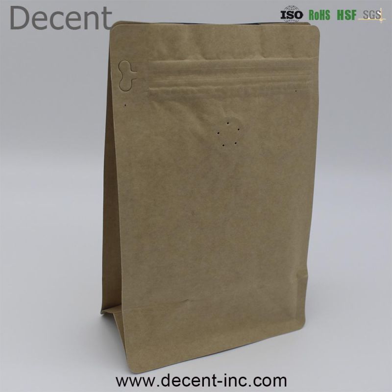 Resealable Custom Zipper Top Kraft Paper Snack Cookie Packaging Plastic Ziplock Stand up Pouch Food Paper Bag with Air Valve