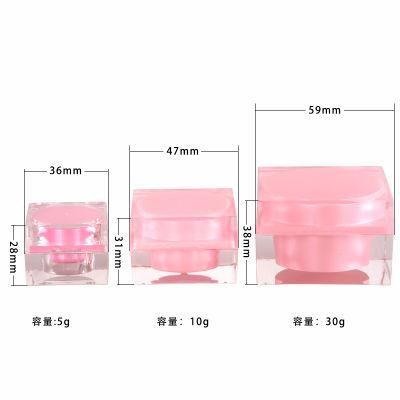 5g 10g 15g 30g Square Cosmetic Acrylic Cream Jar for Skin Care