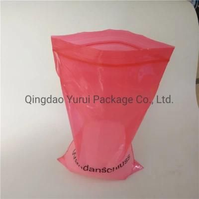 100PCS Custom Color Red Poly Plastic Reclosable Zip Lock Bag with Printing