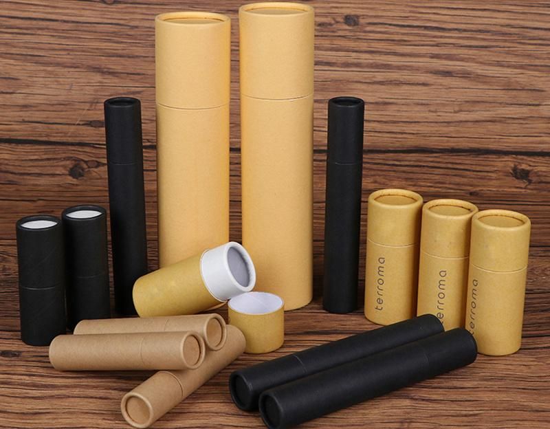 Custom Logo Pattern Round Deodorant Stick Container Food Cosmetic Oil Kraft Paper Tube Packaging for Sale