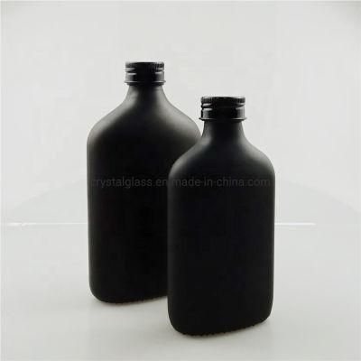 500ml Black Colored Glass Alcohol Juice Drinking Cold Brew Bottle Flat Shape with Caps