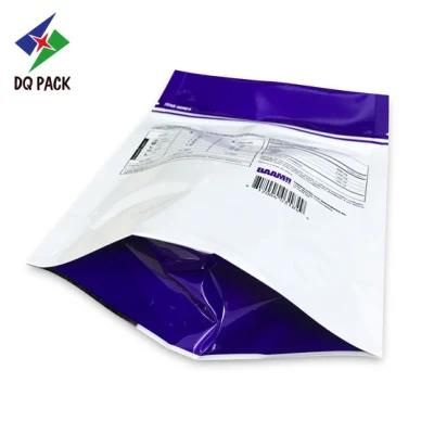 Dq Pack Custom Logo Mylar Bag Four Sides Sealing Packaging Bag Antistatic Stand up Pouch for Protein Powder Packing