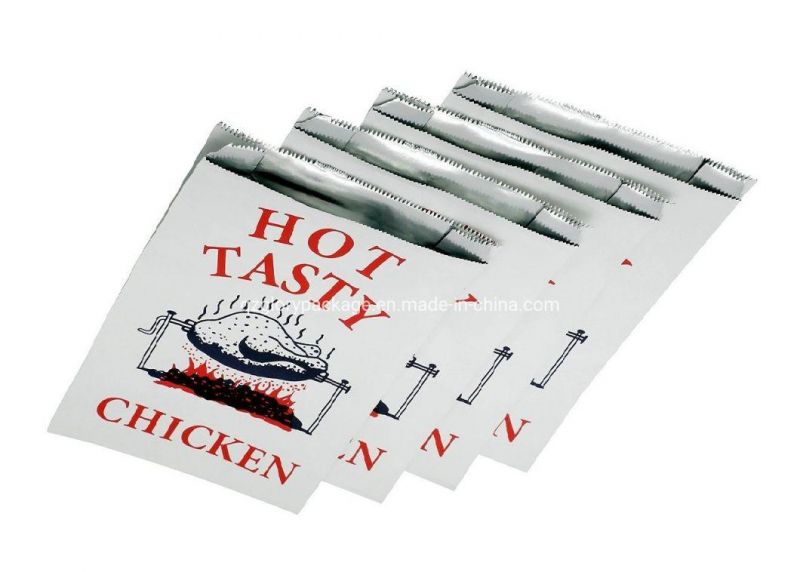 Aluminum Foiled Line PE Coated White Kraft Paper Bag Chicken Packaging Bags Aluminum Foil Bag