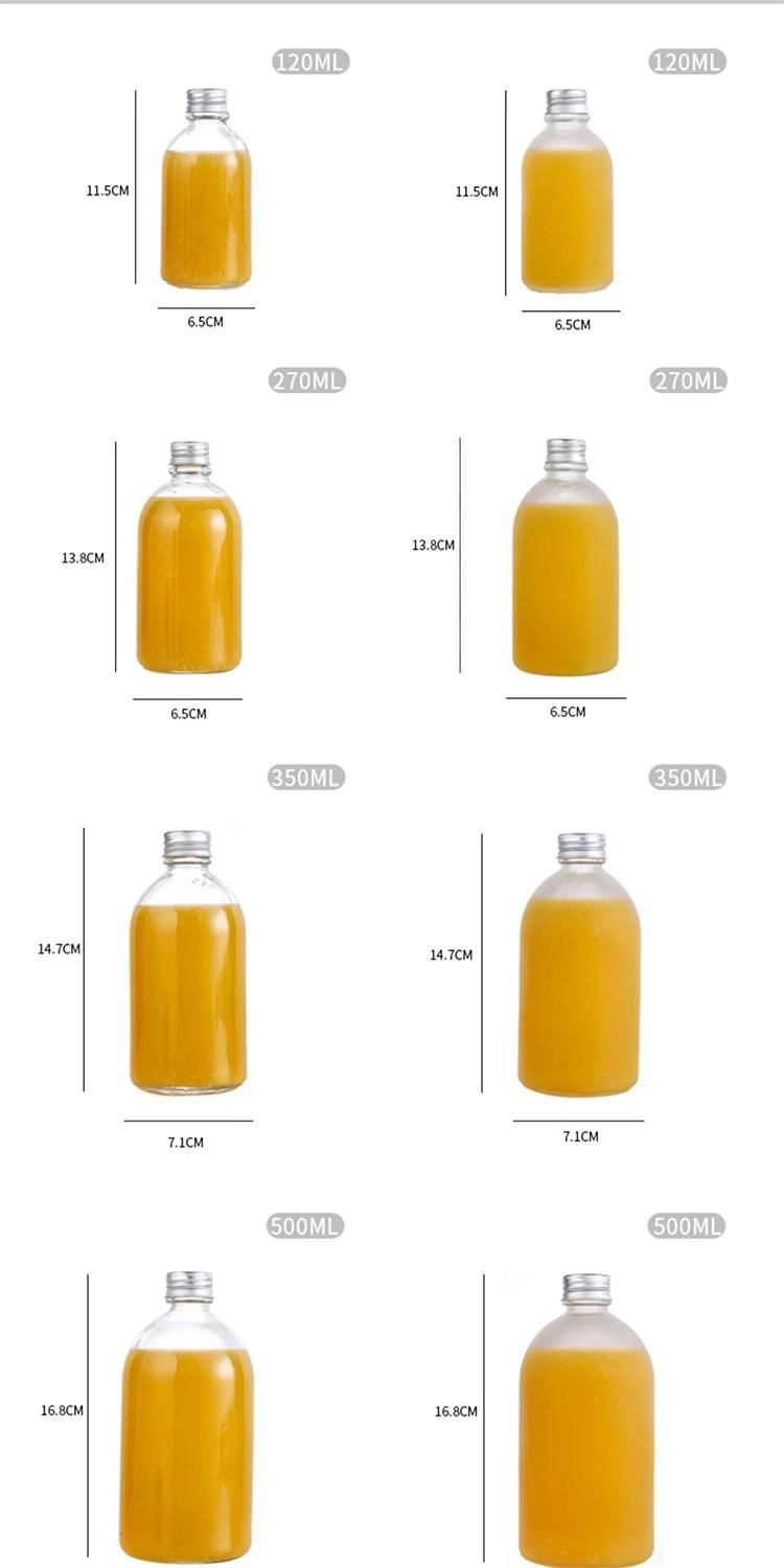 150ml 250ml 350ml 500ml Empty Clear Round Kombucha Juicy Glass Bottles Beverages with Aluminum Cap