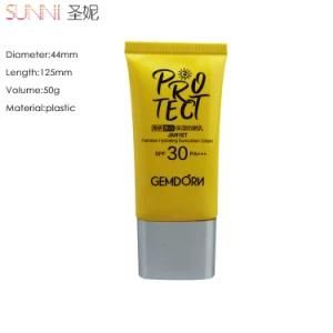 Yellow Color Suncream Plastic Soft Tube with Gold Lid