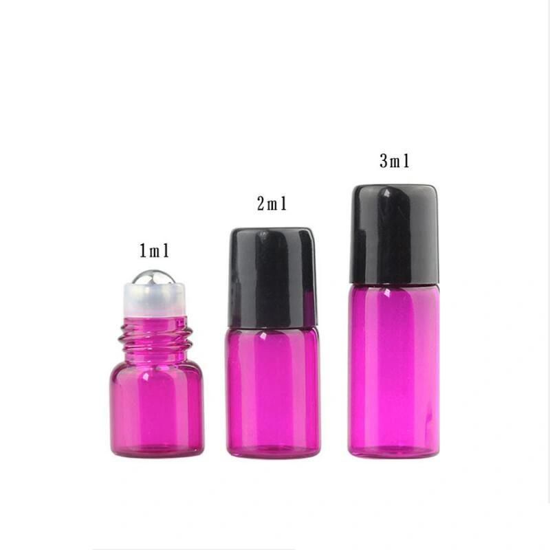 1 2 3ml Glass Roll on Bottles Aromatherapy Essential Oil Roller Bottles with Black Cap Mixed Bottle Color