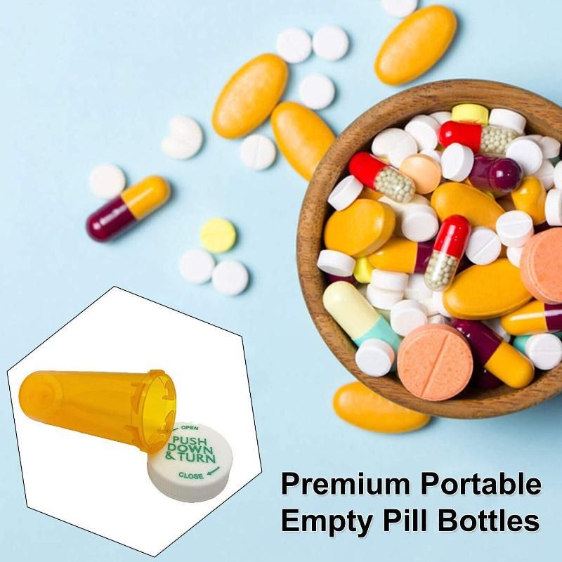 Hot Sale Waterproof Airtight Plastic Medicine Pill Bottles Prescription Push Down and Turn Vials with Child Resistant Caps