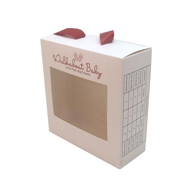 White Window Die Cut Paper Box Baby Shoe Packaging