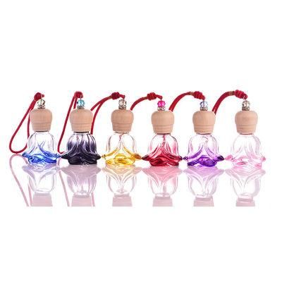 Luxury 6ml Glass Rose Shape Car Hanging Perfume Essential Oil Diffuser Bottle