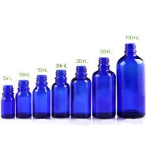 5ml, 10ml, 15ml, 20ml, 30ml, 50ml, 100ml Blue Glass Vials Essential Oil Bottle with Plastic Lid