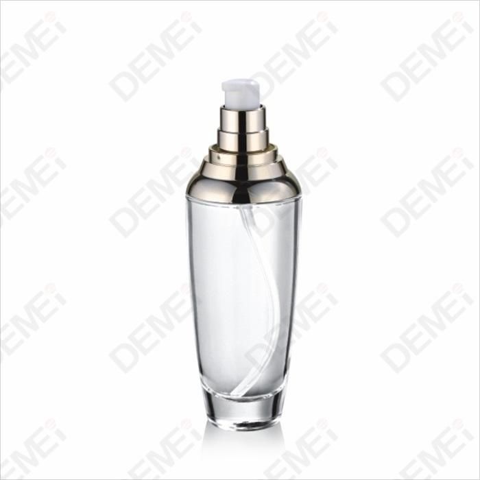 30/40/80/100/120ml 30/50g Cosmetic Skin Care Packaging Clear Conical Toner Lotion Glass Bottle and Cream Jar with Gold ABS Cap