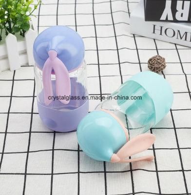 Custom Logo Rabbit Shape Cute Glass Water Bottle