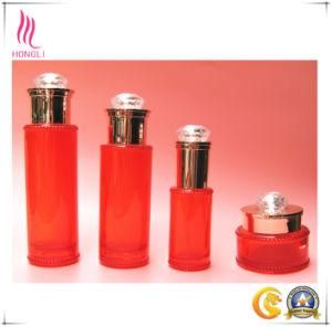 Red Round Glass Packaging with Diamond on The Aluminum Lid