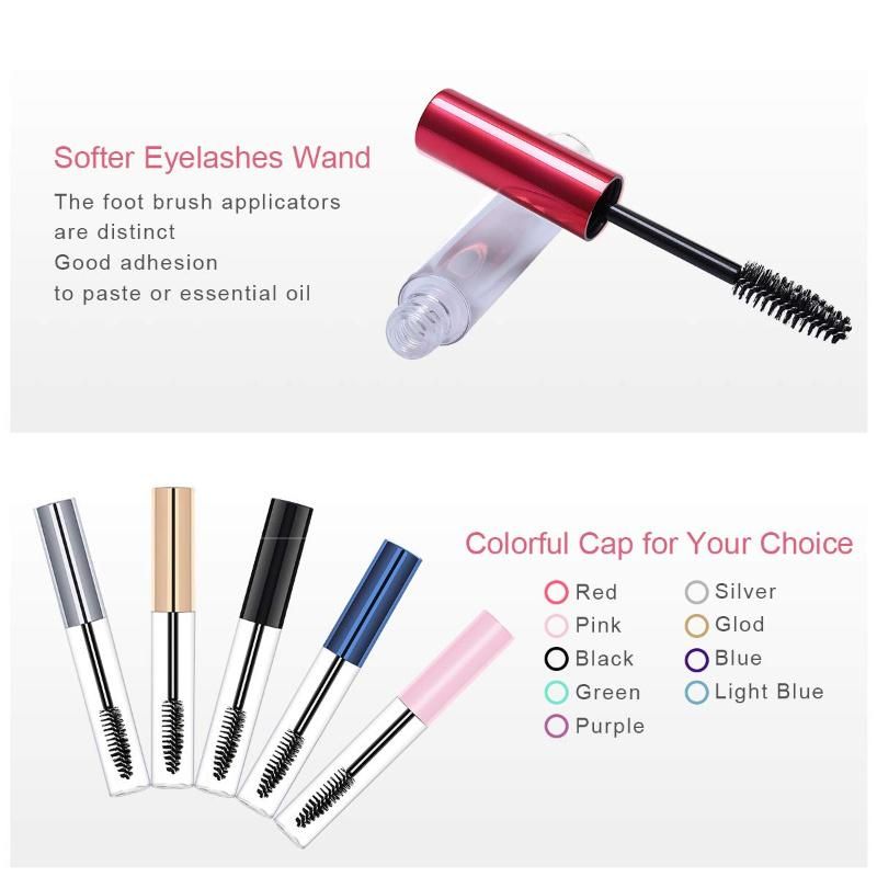 Custom 10ml Black Pink Empty Luxury Eyelash Serum Mascara Wand Tube with Brush Wand for Sale