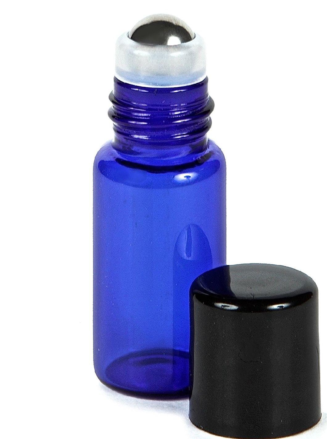 3ml Cobalt Blue Amber Roll on Glass Bottles with Stainless Steel Roller Balls