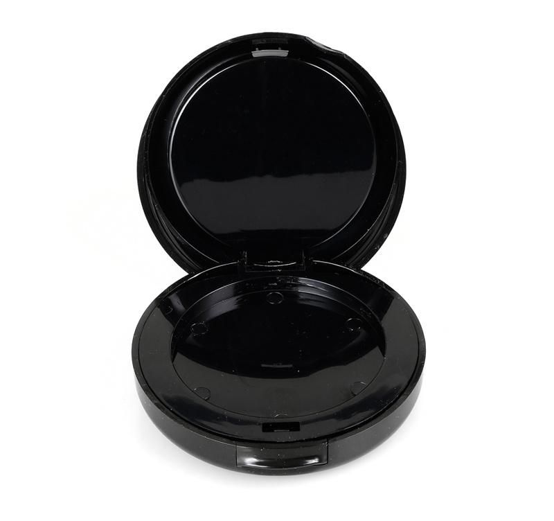 Hot Selling Black Plastic Cosmetic Packaging Round Empty Pressed Powder Compact Case