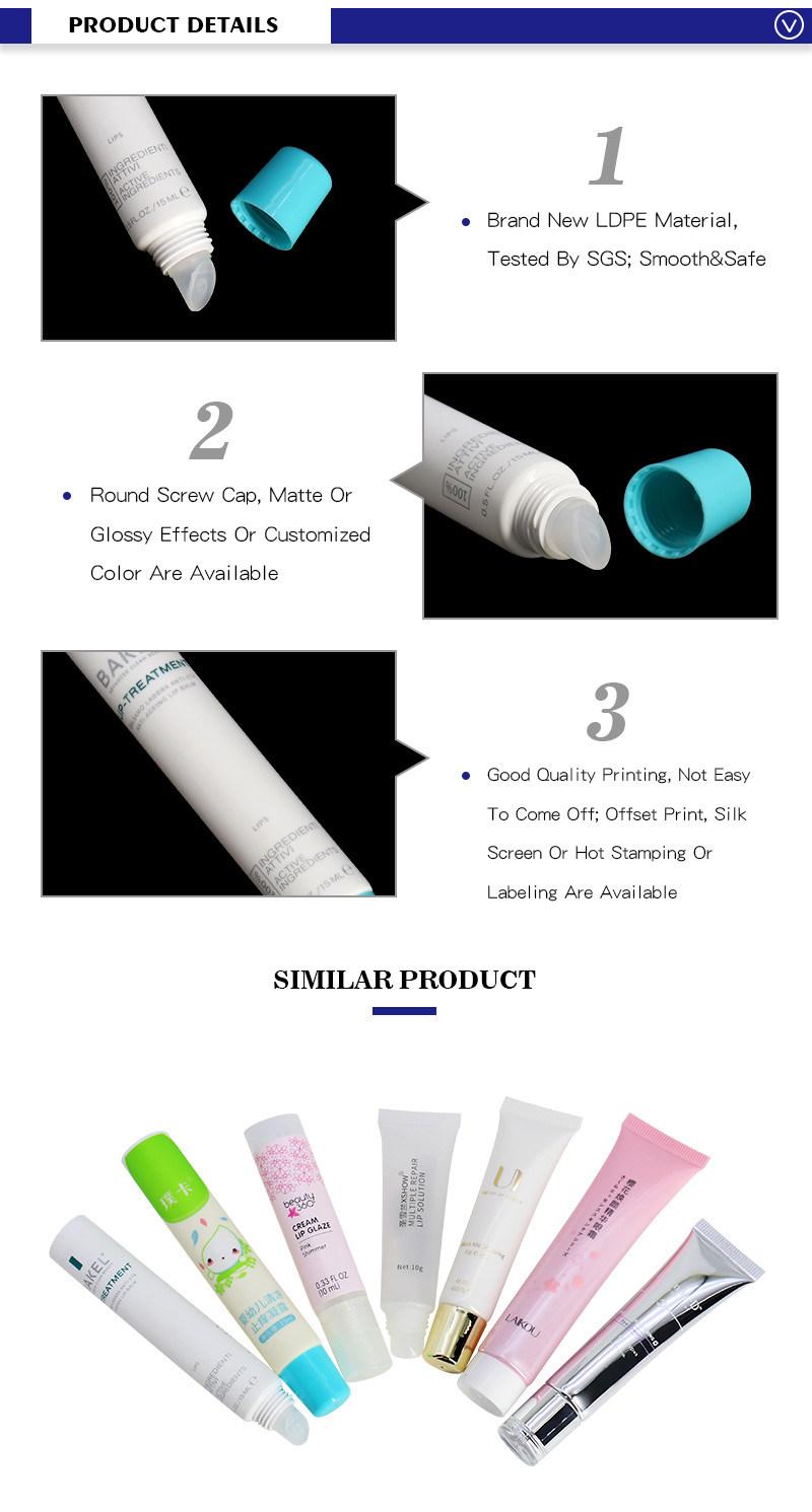 Factory Supply Plastic White Blue Cosmetic 0.5 Oz 15ml Lip Balm Tube