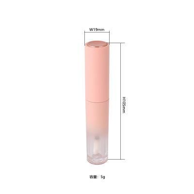 Super Lovely High Quality 5ml Pink Gradient Empty Plastic Lip Gloss Packaging Custom Top Lip Gloss Tubes with Nude Pink Wands