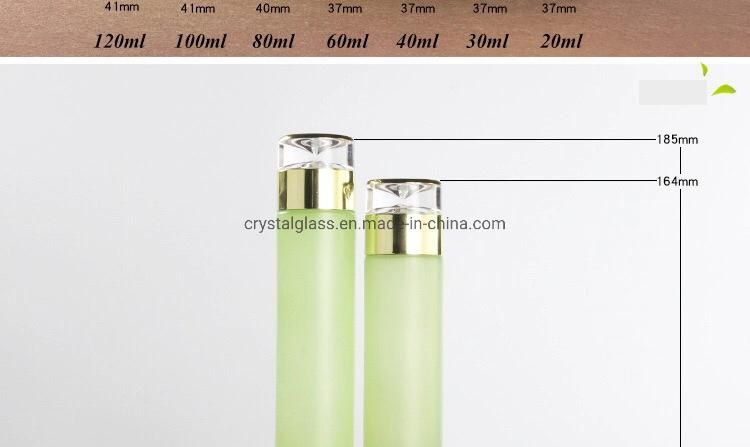 Empty Glass Green Lotion Pump Bottle for Face Cleaner