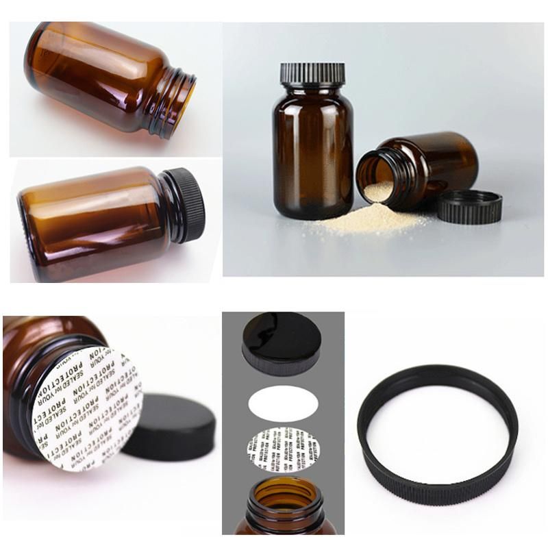 100ml 150ml Wide Mouth Amber Clear Blue Empty Pharmaceutical Medical Glass Pill Bottle with Screw Lids