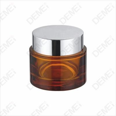 Clear Jars with Silver Lids 50ml 30ml Rouns Shape Amber Iodine Color Cosmetic Packaging