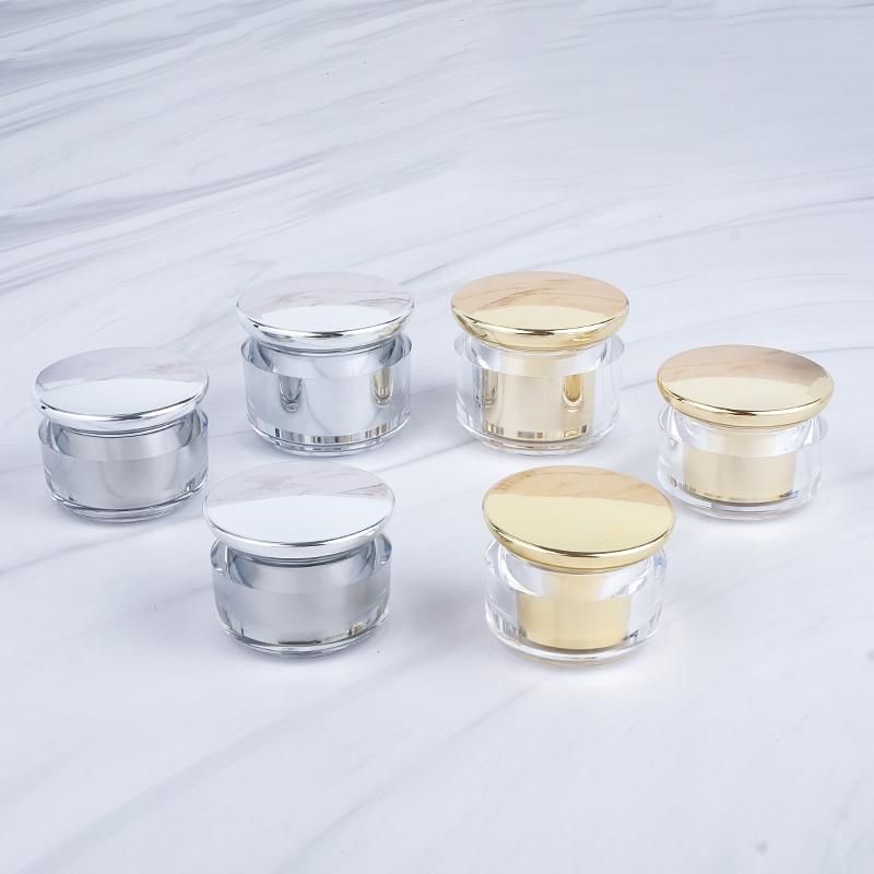 in Stock 20g 30g 50g Gold Silver Fancy Cosmetic Packaging Empty Acrylic Plastic Skincare Cream Jar