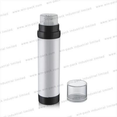 Luxury White Cosmetic Double Chamber Bottle with Black Bottom 100ml