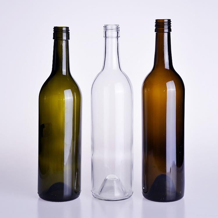 750ml Transparent Green Amber Wine Glass Bottle