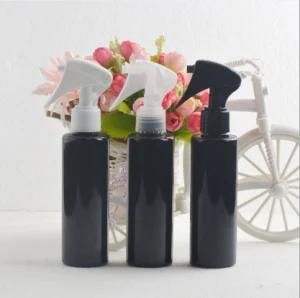 150ml Pet Plastic Flat Shoulder Shiny Black Color Trigger Mist Cleaning Spray Bottle