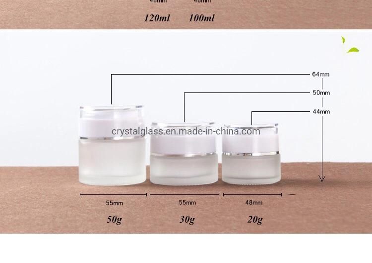 30ml 50ml 100ml Glass Cosmetic Bottle Supplier with Screw White Lid