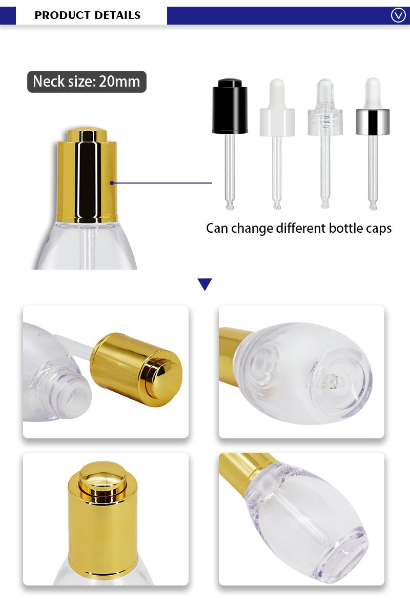 Premium Quality 40ml Transparent PETG Gold Plastic Dropper Bottle