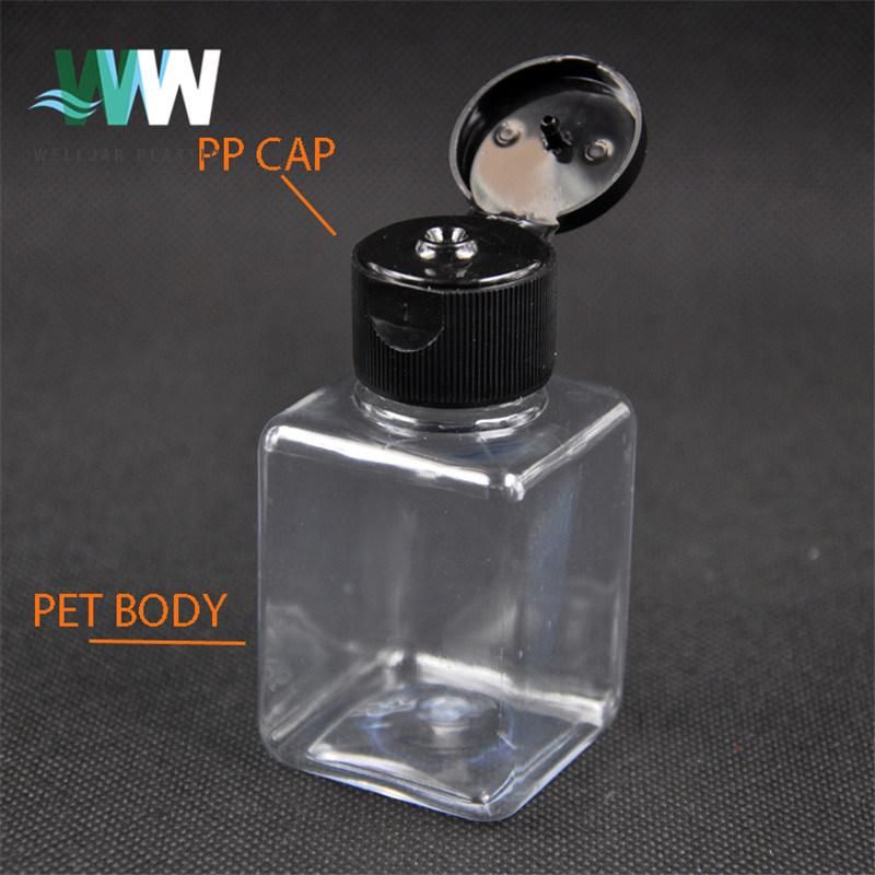 70ml Plastic Pet Square Bottle with Flip Lid