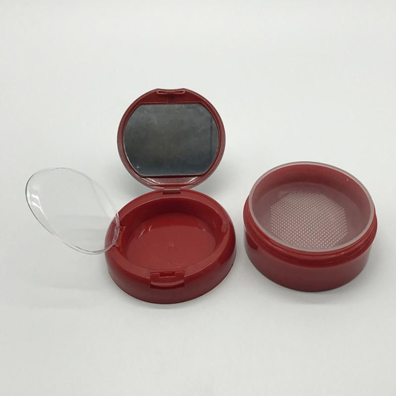 Empty Round Plastic Loose Powder Case with Sifter Empty Makeup Powder Case with Puff